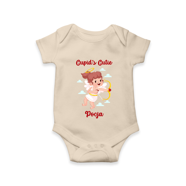 Cupid's Cutie - Valentine's Day Themed Customized Romper For Babies With Name - IVORY - 0 - 3 Months Old (Chest 16")