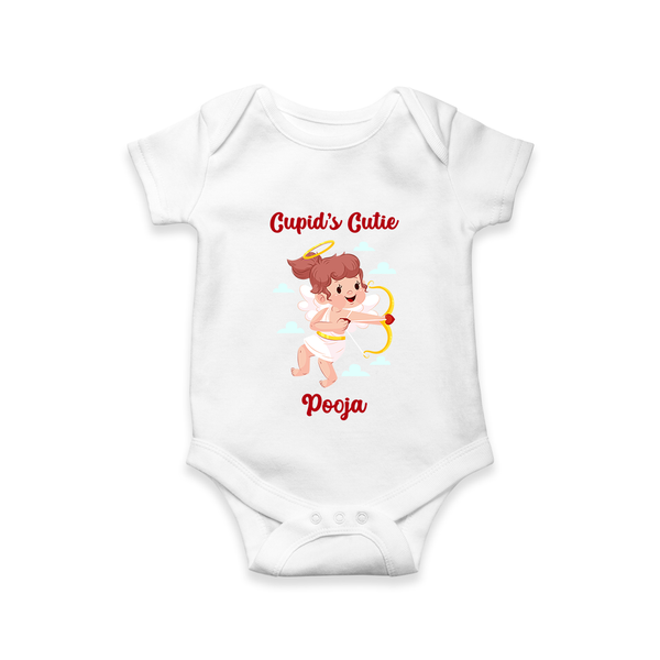 Cupid's Cutie - Valentine's Day Themed Customized Romper For Babies With Name - WHITE - 0 - 3 Months Old (Chest 16")