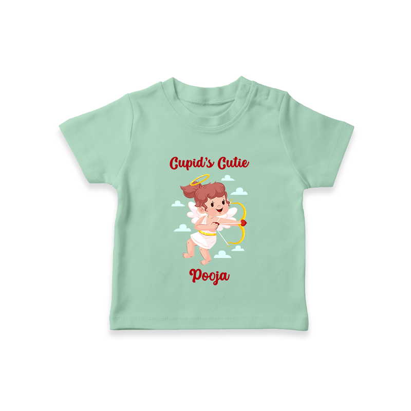 Cupid's Cutie - Valentine's Day Themed Customized T-Shirt For Kids With Name - MINT GREEN - 0-5 Months Old (Chest 17")