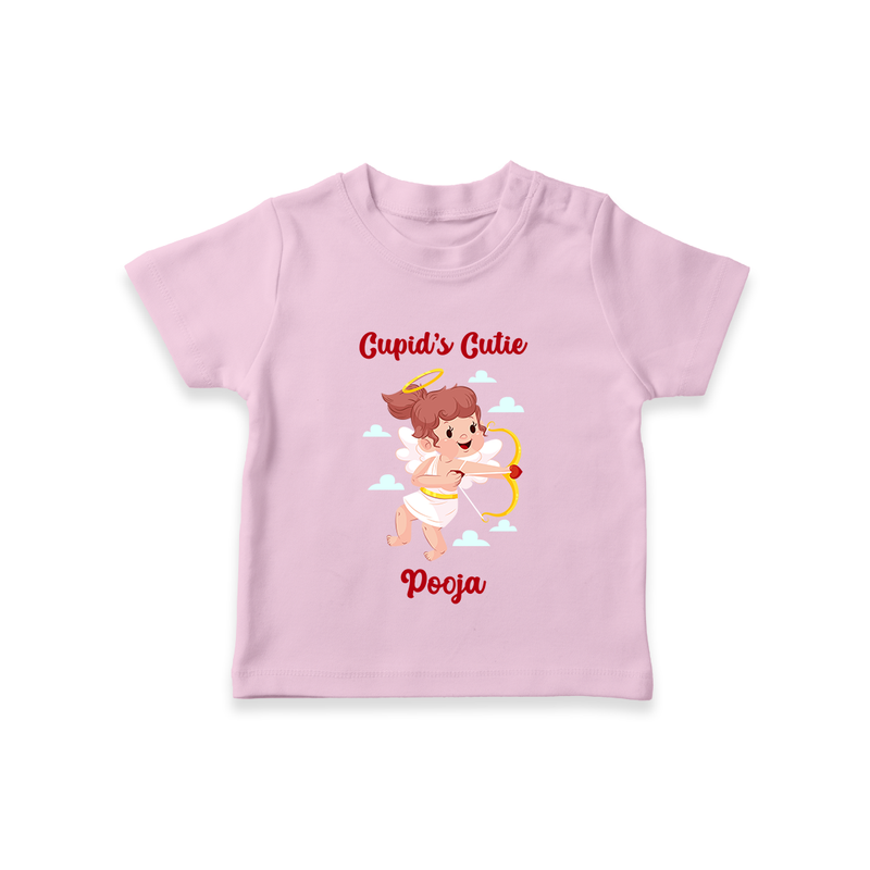 Cupid's Cutie - Valentine's Day Themed Customized T-Shirt For Kids With Name - PINK - 0-5 Months Old (Chest 17")