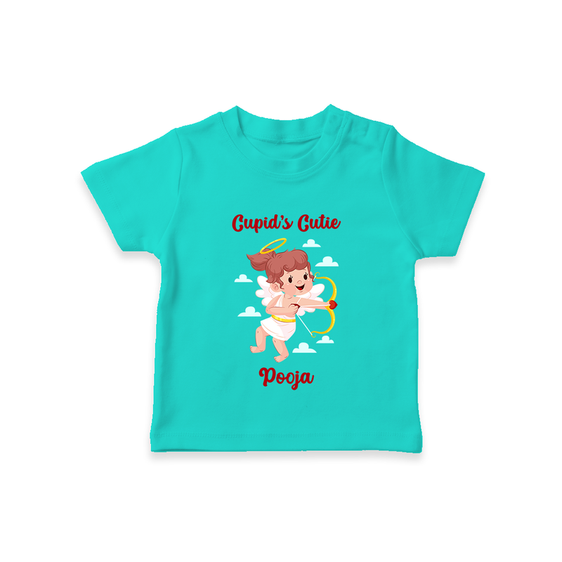 Cupid's Cutie - Valentine's Day Themed Customized T-Shirt For Kids With Name - TEAL - 0-5 Months Old (Chest 17")