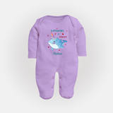 Sweetheart in Sparkles - Valentine's Day Themed Customized Sleep Suit For Babies With Name - LILAC - New Born (Chest 7.5")