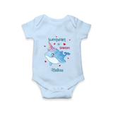 Sweetheart in Sparkles - Valentine's Day Themed Customized Romper For Babies With Name - BABY BLUE - 0 - 3 Months Old (Chest 16")