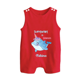 Sweetheart in Sparkles - Valentine's Day Themed Customized Romper Suit For Babies With Name - RED - 0 - 5 Months Old (Chest 18")