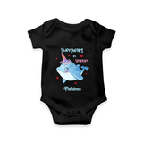 Sweetheart in Sparkles - Valentine's Day Themed Customized Romper For Babies With Name - BLACK - 0 - 3 Months Old (Chest 16")