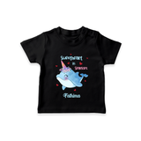 Sweetheart in Sparkles - Valentine's Day Themed Customized T-Shirt For Kids With Name - BLACK - 0-5 Months Old (Chest 17")