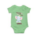 Princess Of My Heart - Valentine's Day Themed Customized Romper For Babies With Name - GREEN - 0 - 3 Months Old (Chest 16")