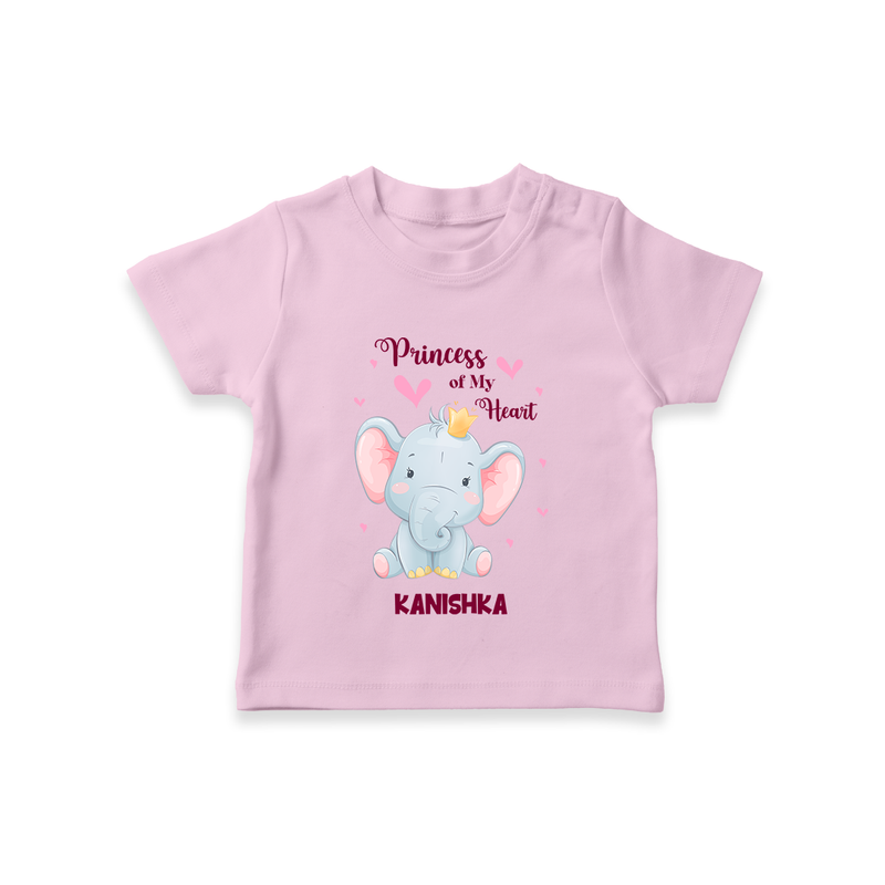 Princess Of My Heart - Valentine's Day Themed Customized T-Shirt For Kids With Name - PINK - 0-5 Months Old (Chest 17")