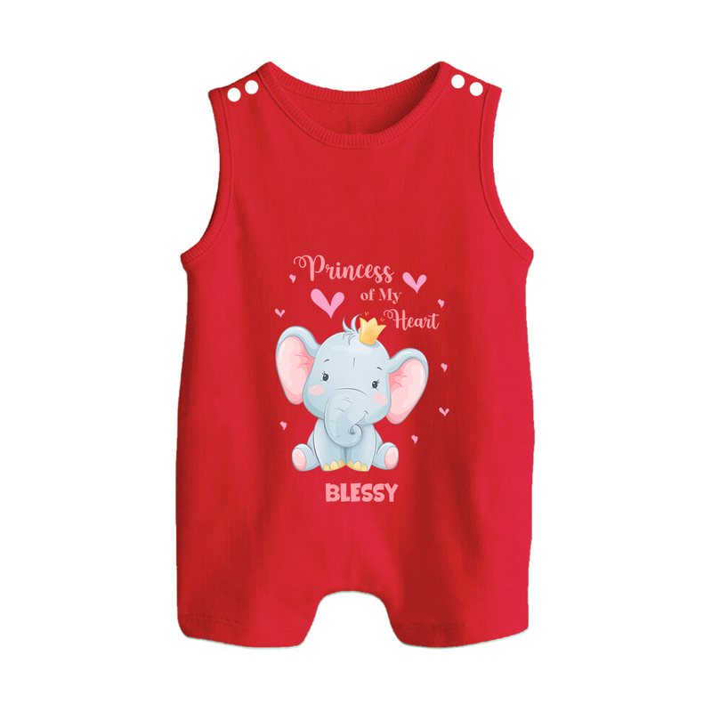 Princess Of My Heart - Valentine's Day Themed Customized Romper Suit For Babies With Name - RED - 0 - 5 Months Old (Chest 18")