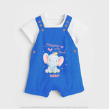 Princess Of My Heart - Valentine's Day Themed Customized Dungaree Set For Kids With Name - COBALT BLUE - 0 - 5 Months Old (Chest 18")