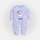 Sugar Spice & All Things Love - Valentine's Day Themed Customized Sleep Suit For Babies With Name - BABY BLUE - New Born (Chest 7.5")