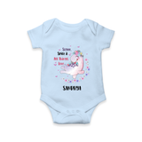 Sugar Spice & All Things Love - Valentine's Day Themed Customized Romper For Babies With Name - BABY BLUE - 0 - 3 Months Old (Chest 16")