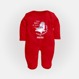 Sugar Spice & All Things Love - Valentine's Day Themed Customized Sleep Suit For Babies With Name - RED - New Born (Chest 7.5")