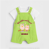 Adorable And Loved - Valentine's Day Themed Customized Dungaree Set For Kids With Name - GREEN - 0 - 5 Months Old (Chest 18")