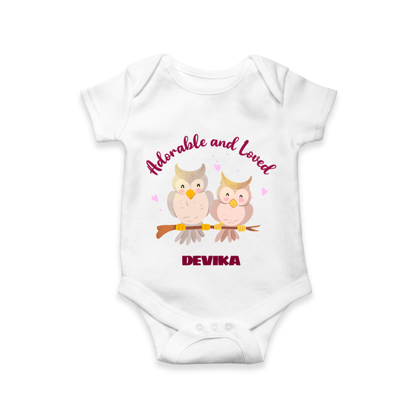 Adorable And Loved - Valentine's Day Themed Customized Romper For Babies With Name - WHITE - 0 - 3 Months Old (Chest 16")