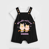 Adorable And Loved - Valentine's Day Themed Customized Dungaree Set For Kids With Name - BLACK - 0 - 5 Months Old (Chest 18")