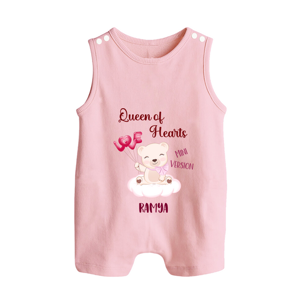 Queen Hearts Mini Version - Valentine's Day Themed Customized Romper Suit For Babies With Name - BABY PINK - 0 - 5 Months Old (Chest 18")