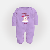 Queen Hearts Mini Version - Valentine's Day Themed Customized Sleep Suit For Babies With Name - LILAC - New Born (Chest 7.5")