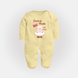 Queen Hearts Mini Version - Valentine's Day Themed Customized Sleep Suit For Babies With Name - PASTEL YELLOW - New Born (Chest 7.5")