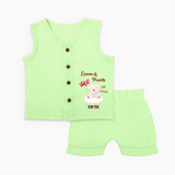 Queen Hearts Mini Version - Valentine's Day Themed Customized Jabla Set For Babies With Name - PASTEL GREEN - 0 - 3 Months Old (Chest 9.8")