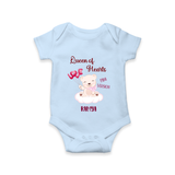 Queen Hearts Mini Version - Valentine's Day Themed Customized Romper For Babies With Name - BABY BLUE - 0 - 3 Months Old (Chest 16")