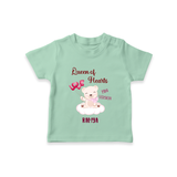 Queen Hearts Mini Version - Valentine's Day Themed Customized T-Shirt For Kids With Name - MINT GREEN - 0-5 Months Old (Chest 17")