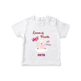 Queen Hearts Mini Version - Valentine's Day Themed Customized T-Shirt For Kids With Name - WHITE - 0-5 Months Old (Chest 17")