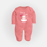 Queen Hearts Mini Version - Valentine's Day Themed Customized Sleep Suit For Babies With Name - PEACH - New Born (Chest 7.5")