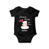 Queen Hearts Mini Version - Valentine's Day Themed Customized Romper For Babies With Name - BLACK - 0 - 3 Months Old (Chest 16")