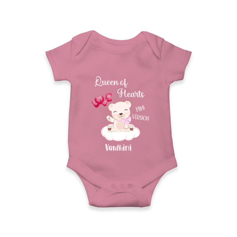 Queen Hearts Mini Version - Valentine's Day Themed Customized Romper For Babies With Name - ONION - 0 - 3 Months Old (Chest 16")