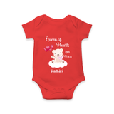 Queen Hearts Mini Version - Valentine's Day Themed Customized Romper For Babies With Name - RED - 0 - 3 Months Old (Chest 16")