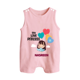 Tiny Love Princess - Valentine's Day Themed Customized Romper Suit For Babies With Name - BABY PINK - 0 - 5 Months Old (Chest 18")