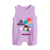 Tiny Love Princess - Valentine's Day Themed Customized Romper Suit For Babies With Name - LILAC - 0 - 5 Months Old (Chest 18")