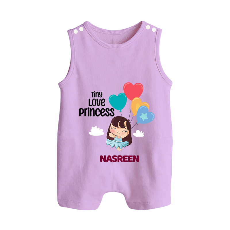 Tiny Love Princess - Valentine's Day Themed Customized Romper Suit For Babies With Name - LILAC - 0 - 5 Months Old (Chest 18")