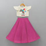 Tiny Love Princess - Valentine's Day Themed Customized Crop Top And Skirt For Kids With Name - FUSCHIA - 6 - 9 Months Old (Chest 20" , Frock Waist 20")