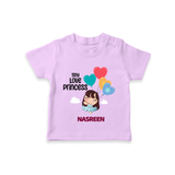 Tiny Love Princess - Valentine's Day Themed Customized T-Shirt For Kids With Name - LILAC - 0-5 Months Old (Chest 17")