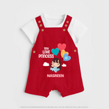 Tiny Love Princess - Valentine's Day Themed Customized Dungaree Set For Kids With Name - RED - 0 - 5 Months Old (Chest 18")