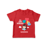 Tiny Love Princess - Valentine's Day Themed Customized T-Shirt For Kids With Name - RED - 0-5 Months Old (Chest 17")