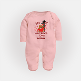 My First Valentine's Day - A Memory to Cherish Forever Customized Sleep Suit For Babies With Name - BABY PINK - New Born (Chest 7.5")