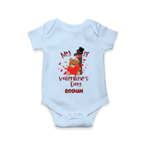 My First Valentine's Day - A Memory to Cherish Forever Customized Romper For Babies With Name - BABY BLUE - 0 - 3 Months Old (Chest 16")