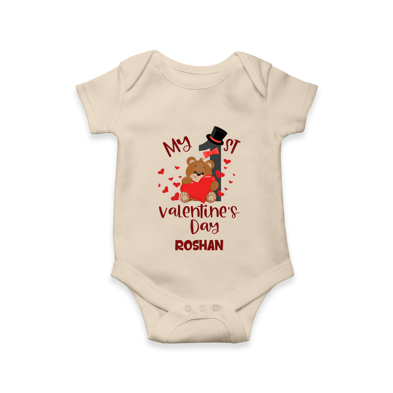 My First Valentine's Day - A Memory to Cherish Forever Customized Romper For Babies With Name - IVORY - 0 - 3 Months Old (Chest 16")