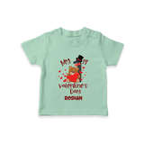 My First Valentine's Day - A Memory to Cherish Forever Customized T-Shirt For Kids With Name - MINT GREEN - 0-5 Months Old (Chest 17")