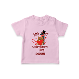 My First Valentine's Day - A Memory to Cherish Forever Customized T-Shirt For Kids With Name - PINK - 0-5 Months Old (Chest 17")