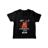 My First Valentine's Day - A Memory to Cherish Forever Customized T-Shirt For Kids With Name - BLACK - 0-5 Months Old (Chest 17")