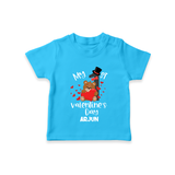 My First Valentine's Day - A Memory to Cherish Forever Customized T-Shirt For Kids With Name - SKY BLUE - 0-5 Months Old (Chest 17")