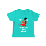 My First Valentine's Day - A Memory to Cherish Forever Customized T-Shirt For Kids With Name - TEAL - 0-5 Months Old (Chest 17")