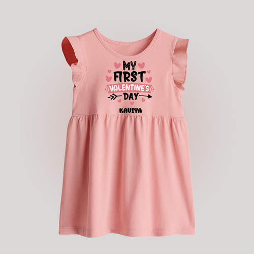 My First Valentine's Day - Love's Sweet Beginning Customized Baby Frock For Babies With Name