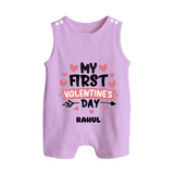 My First Valentine's Day - Love's Sweet Beginning Customized Romper Suit For Babies With Name - LILAC - 0 - 5 Months Old (Chest 18")