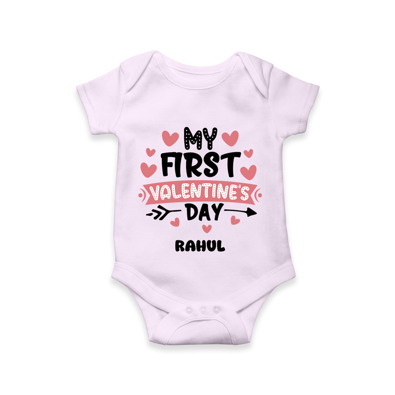 My First Valentine's Day - Love's Sweet Beginning Customized Romper For Babies With Name - LILAC - 0 - 3 Months Old (Chest 16")