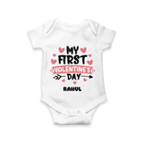 My First Valentine's Day - Love's Sweet Beginning Customized Romper For Babies With Name - WHITE - 0 - 3 Months Old (Chest 16")